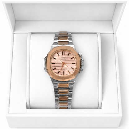 Men’s Square Quartz Stainless Steel Watch